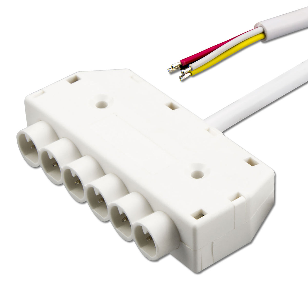 Mini-Plug RGB 6-way splitter, female, 1m, 4-pin, IP54, white, max. 48V/6A
