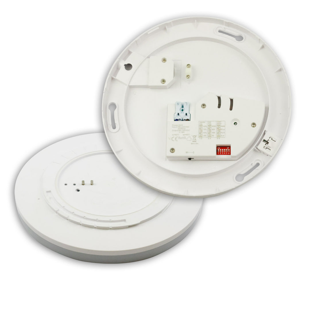 LED ceiling/wall light with HF motion sensor, 24W, white, round, IP54, ColorSwitch 3000|4000K