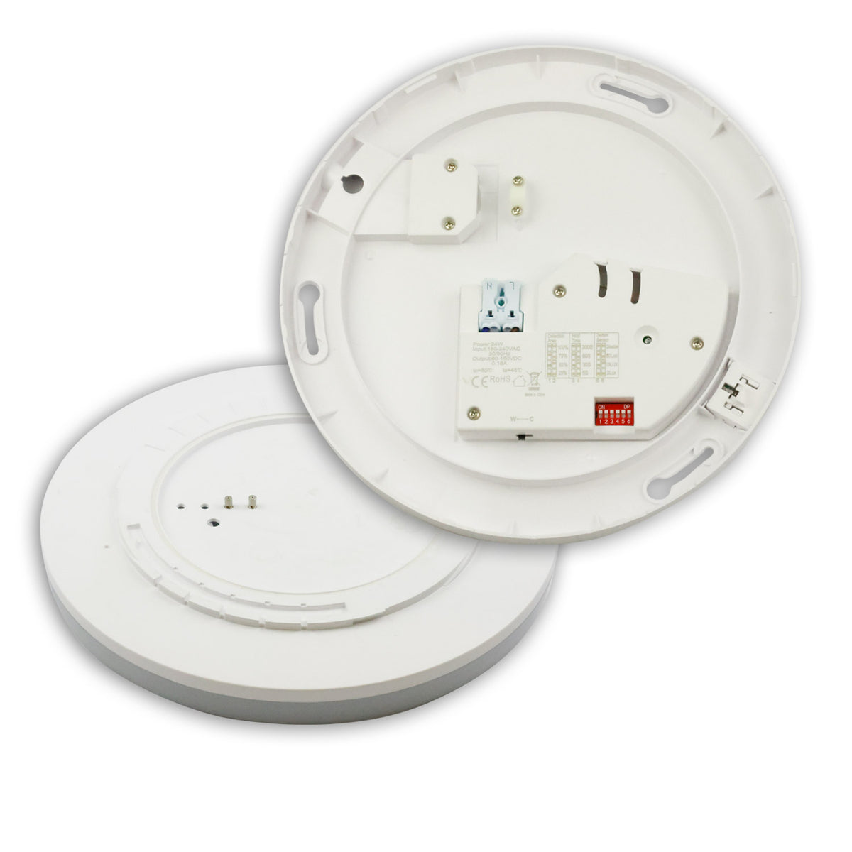 LED ceiling/wall light with HF motion sensor, 24W, white, round, IP54, ColorSwitch 3000|4000K