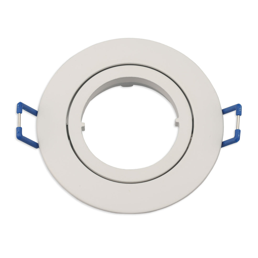 Round mounting frame, 68mm hole, white aluminum, for GU10/MR16 spotlights