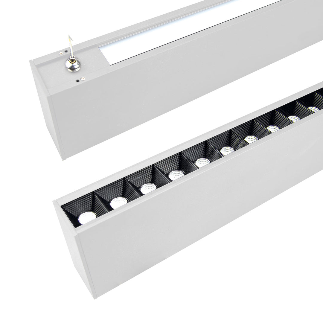 LED Hängeleuchte Raster Up&Down, 15+32W, 8,5x128cm, weiß, UGR<6, 4000K, 1-10V dimmbar