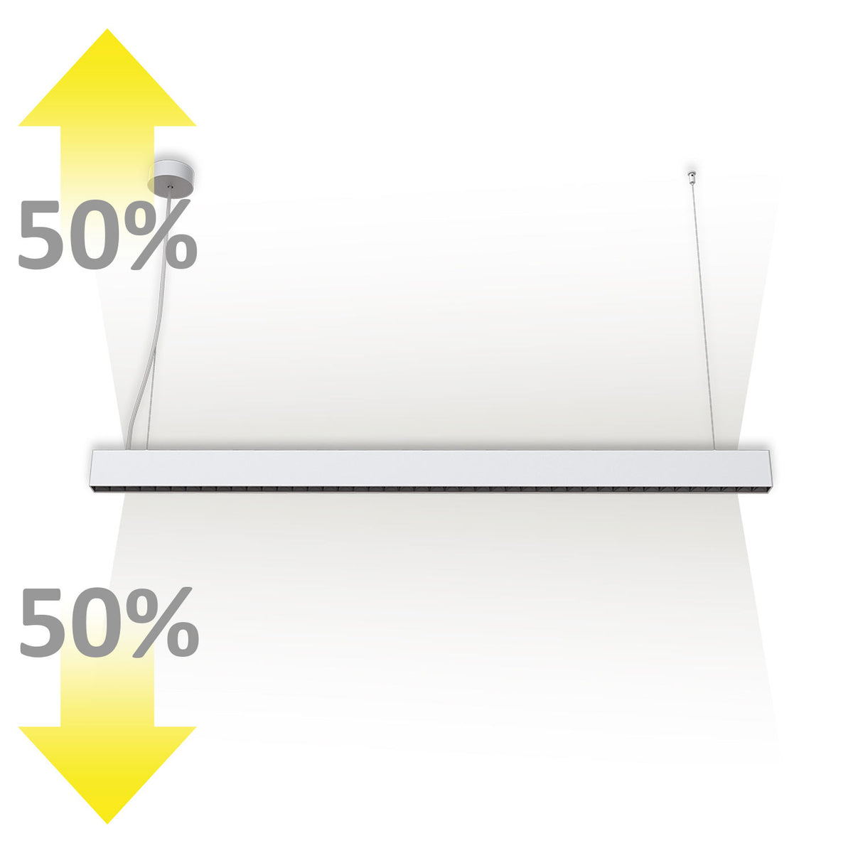 LED Hängeleuchte Raster Up&Down, 25+25W, anreihbar, UGR<6, silber, 4000K, 1-10V dimmbar