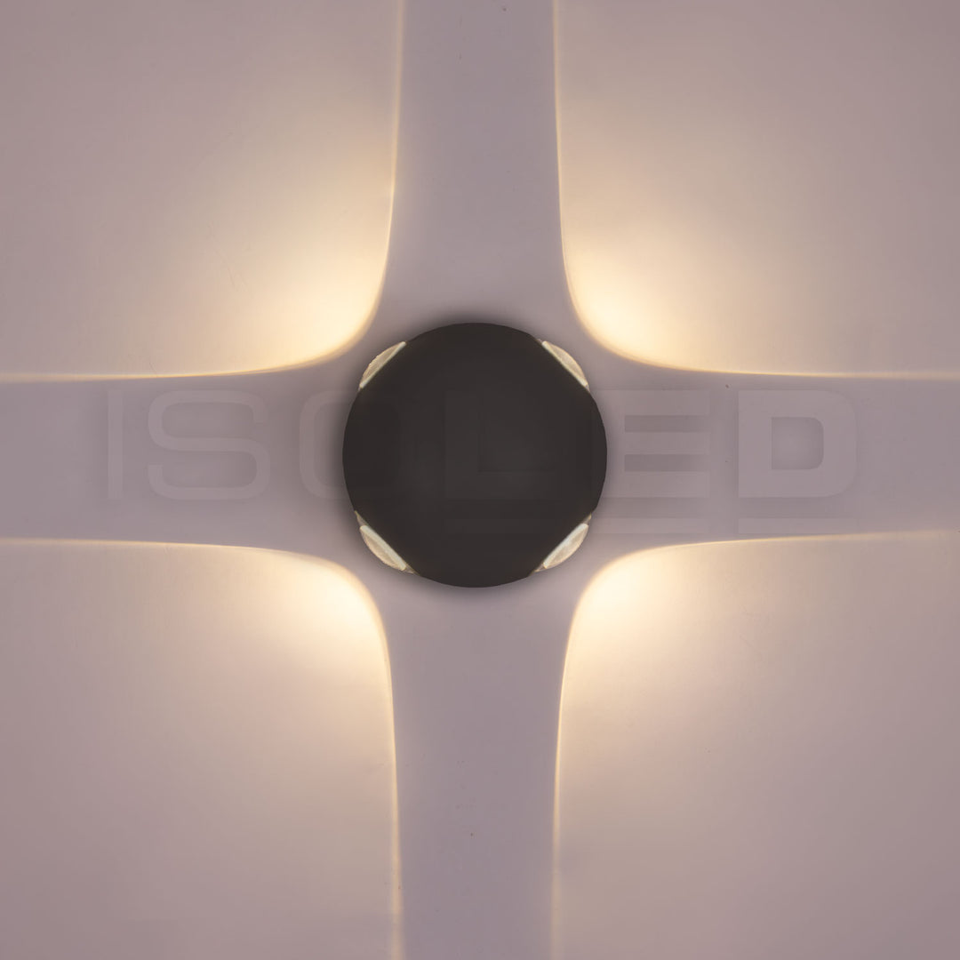 LED wall light Up&amp;Down 4*1W CREE, IP54, sand black, warm white