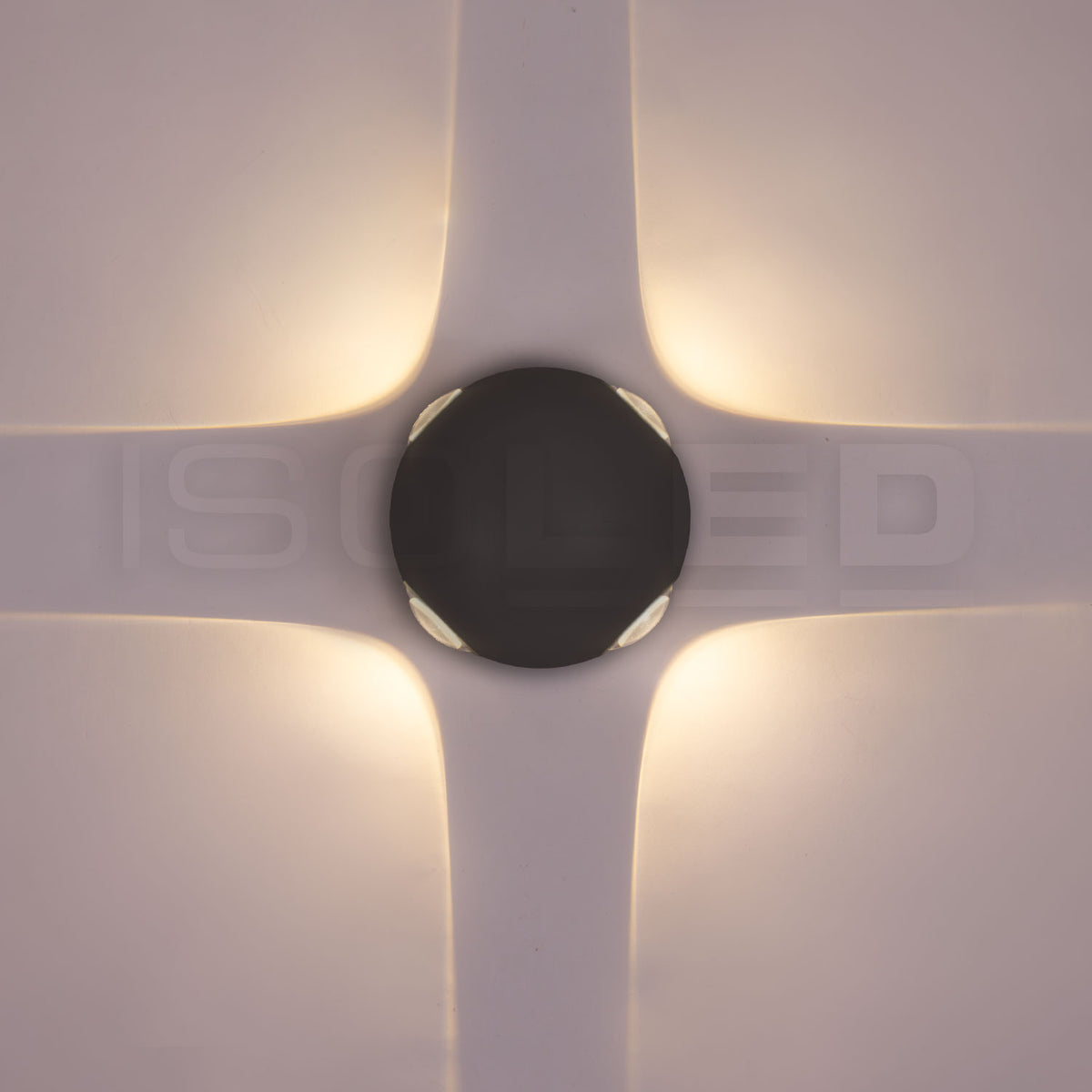 LED wall light Up&amp;Down 4*1W CREE, IP54, sand black, warm white