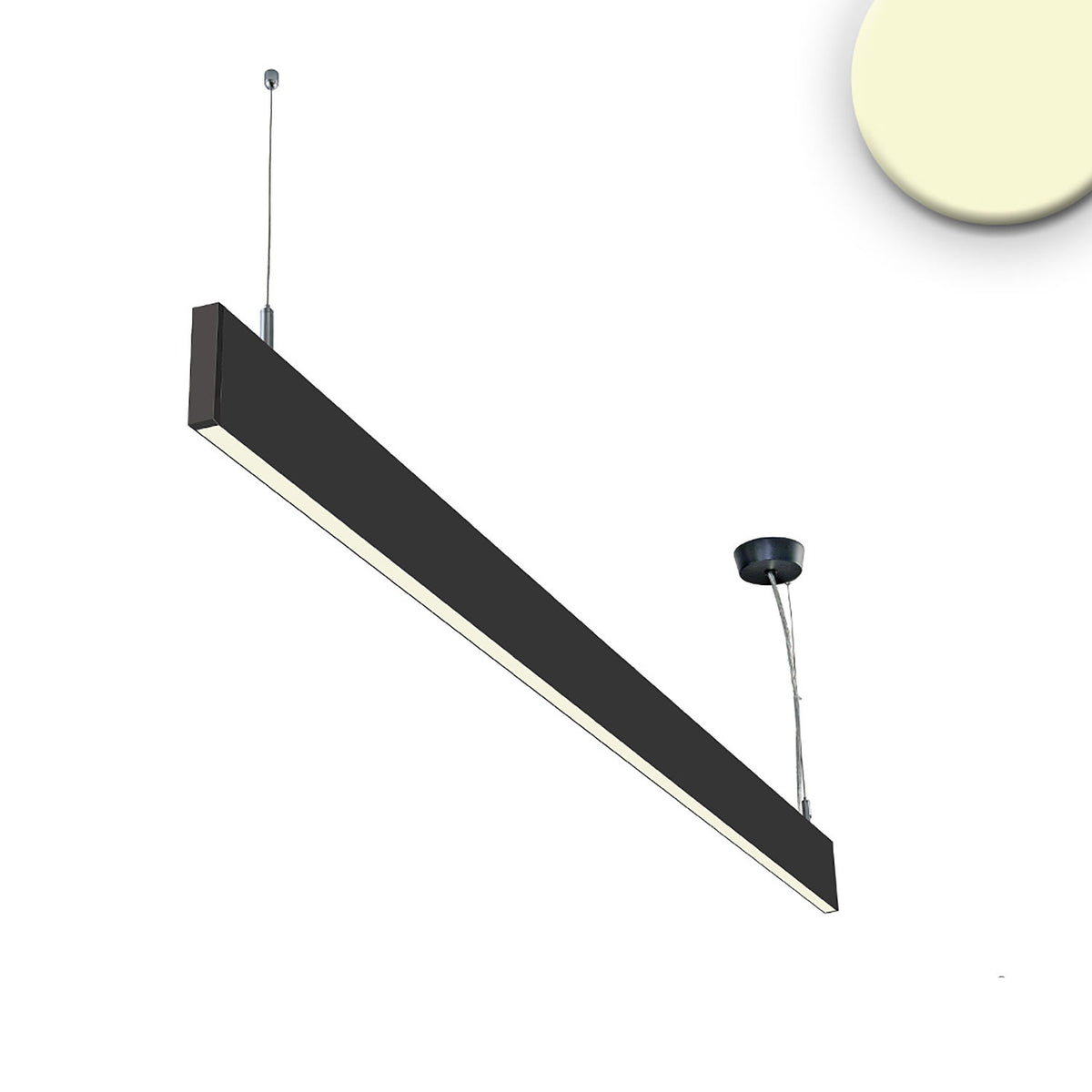LED pendant light Linear Up&amp;Down 600, 25W, prismatic, linear and 90° connectable, black, warm white