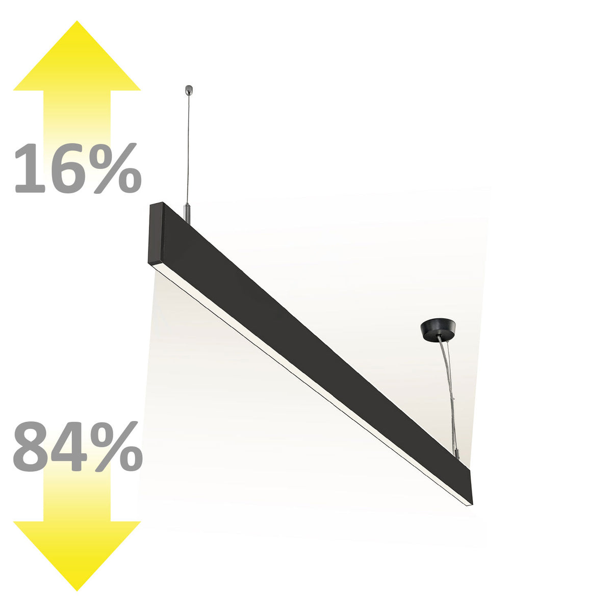 LED pendant light Linear Up&amp;Down 600, 25W, prismatic, linear and 90° connectable, black, warm white