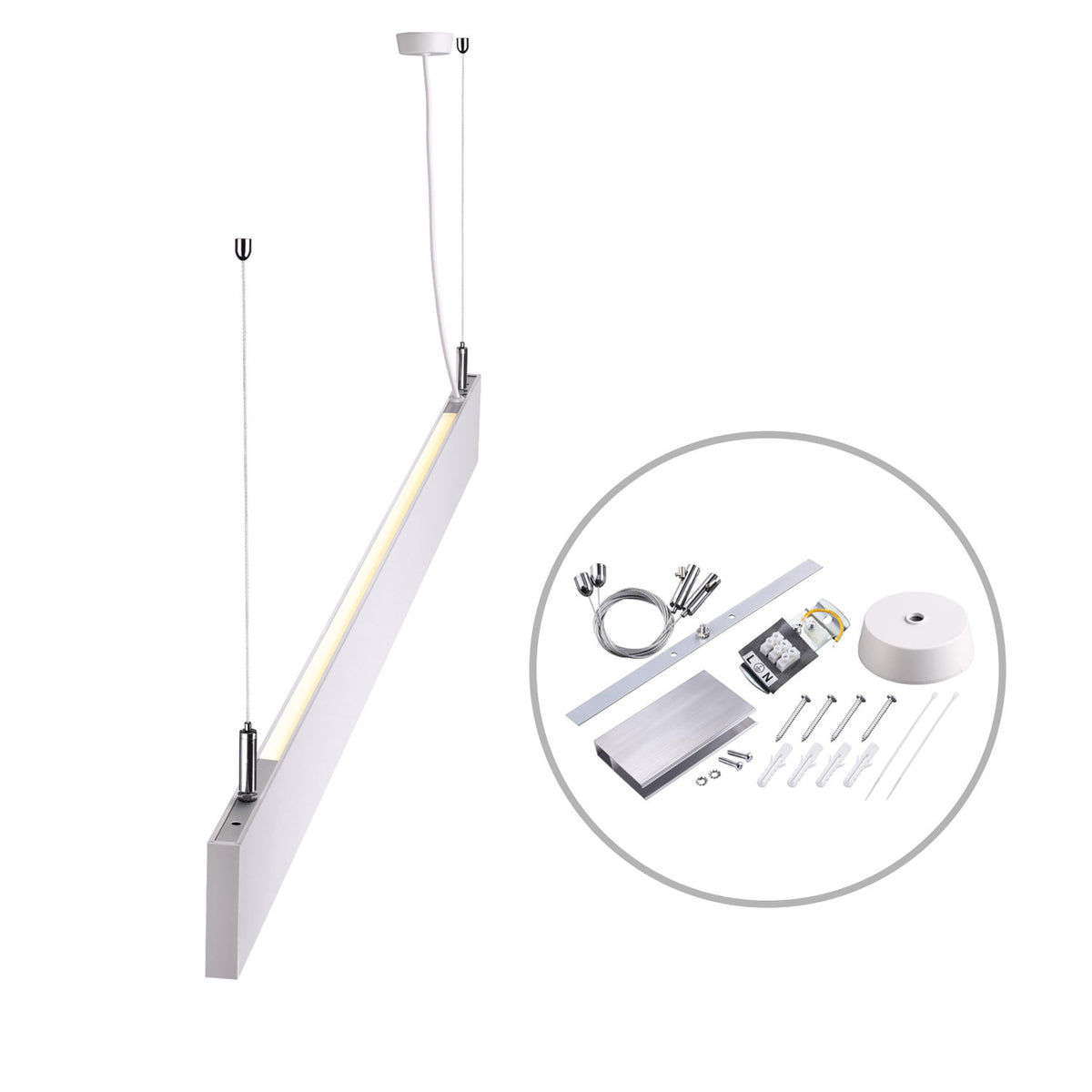 LED Hängeleuchte Linear Up&Down 600, 25W, prismatisch, linear- u. 90° verbindbar, weiß, warmweiß