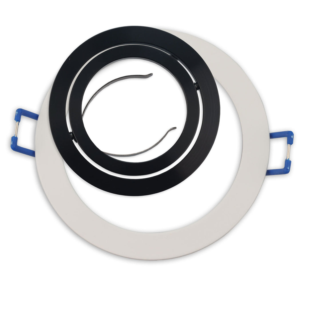 Round mounting frame, 80mm hole, white + black, for GU10/MR16 spotlights