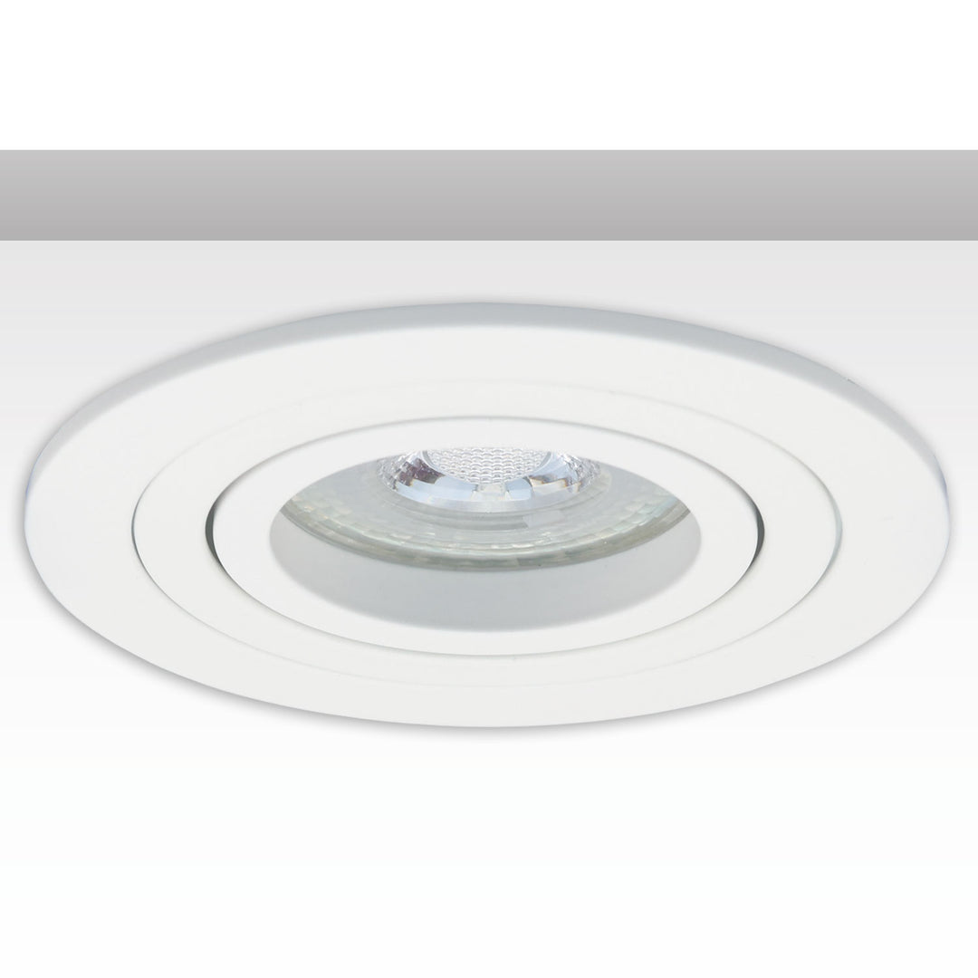 Round mounting frame, 80mm hole, white + white aluminum, for GU10/MR16 spotlights