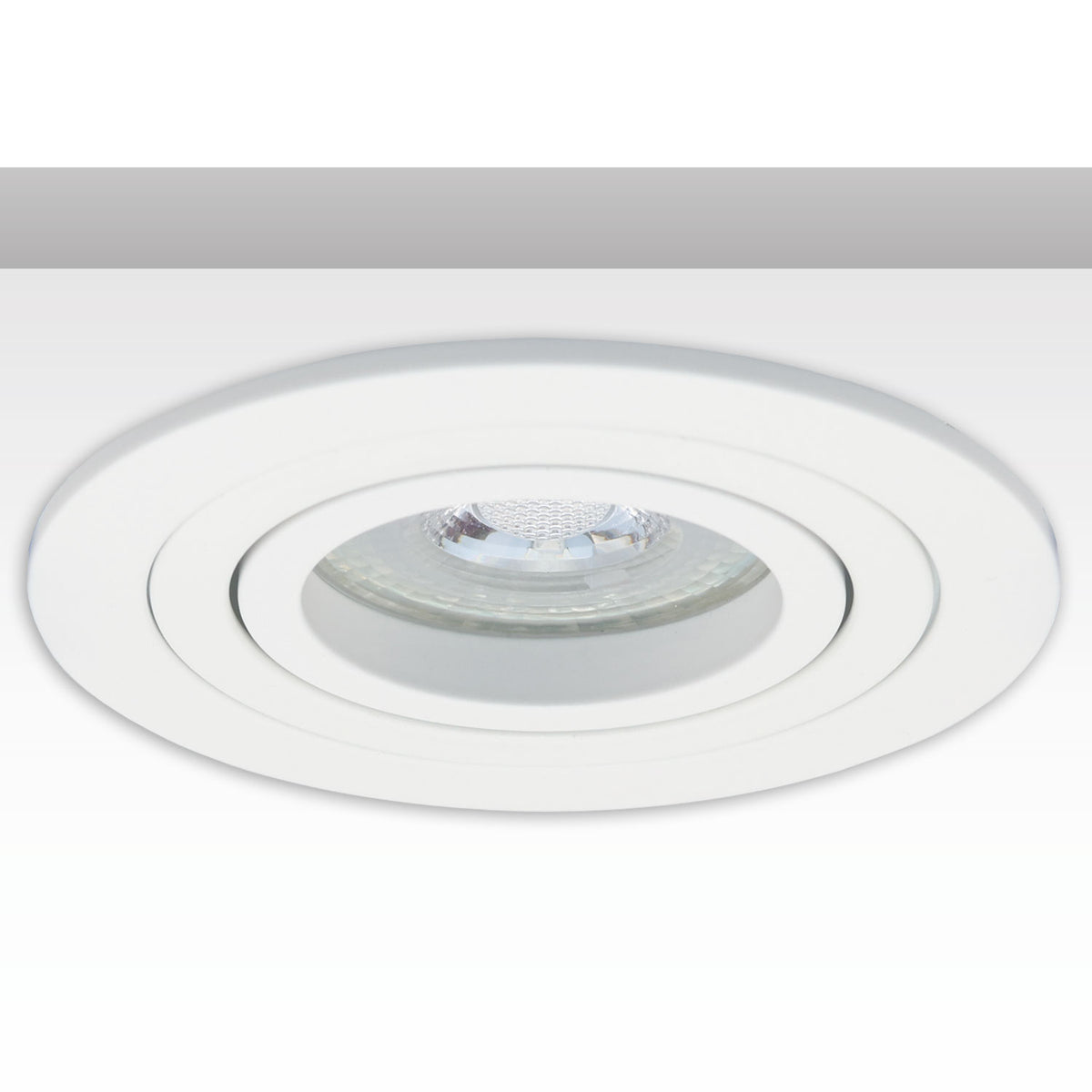 Round mounting frame, 80mm hole, white + white aluminum, for GU10/MR16 spotlights