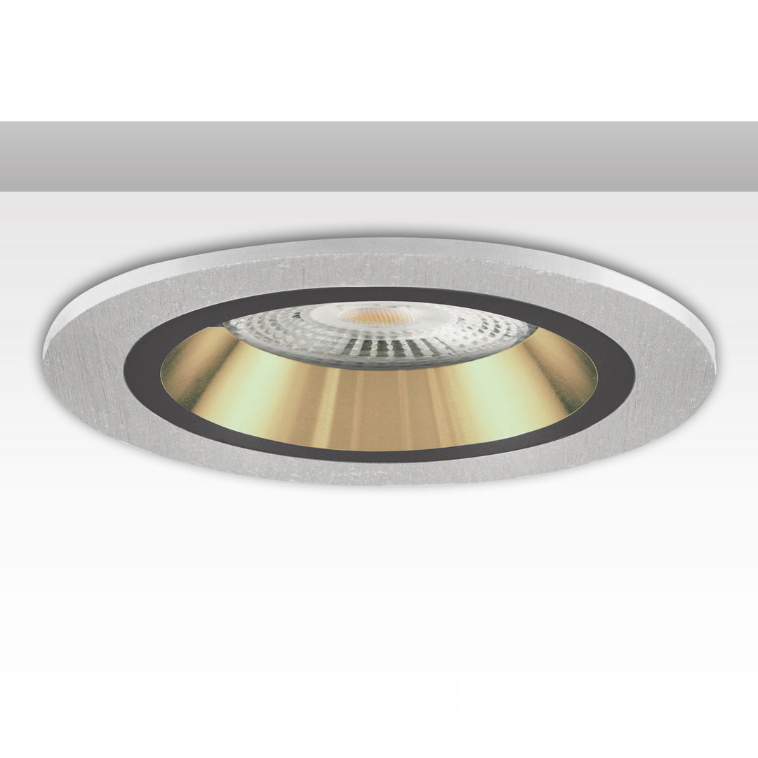 Round mounting frame, 80mm hole, brushed aluminum + black-gold, for GU10/MR16 spotlights