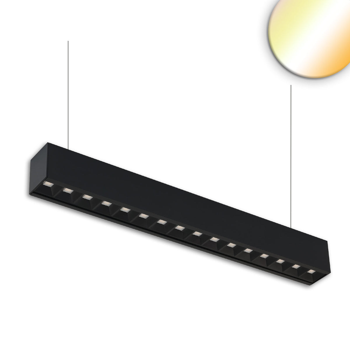 LED surface-mounted/pendant light, linear grid, 20W, connectable, black, 3000|3500|4000K, incl. rope, excl. cable