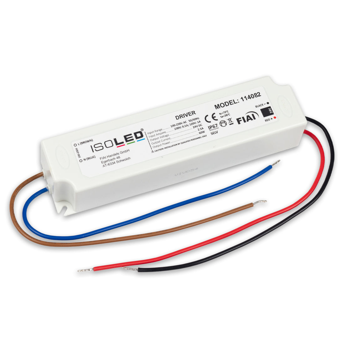 LED transformer 24V/DC, 0-60W, IP67
