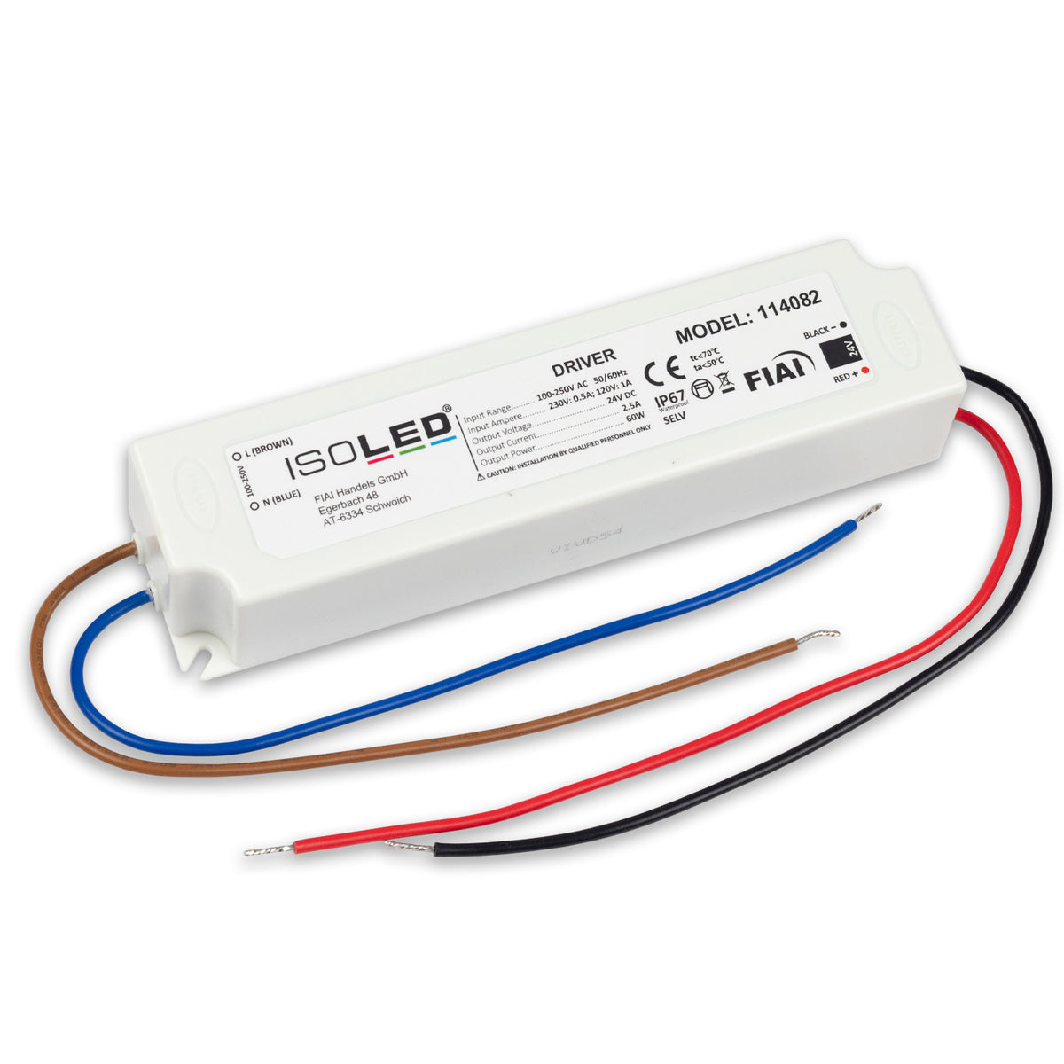LED transformer 24V/DC, 0-60W, IP67