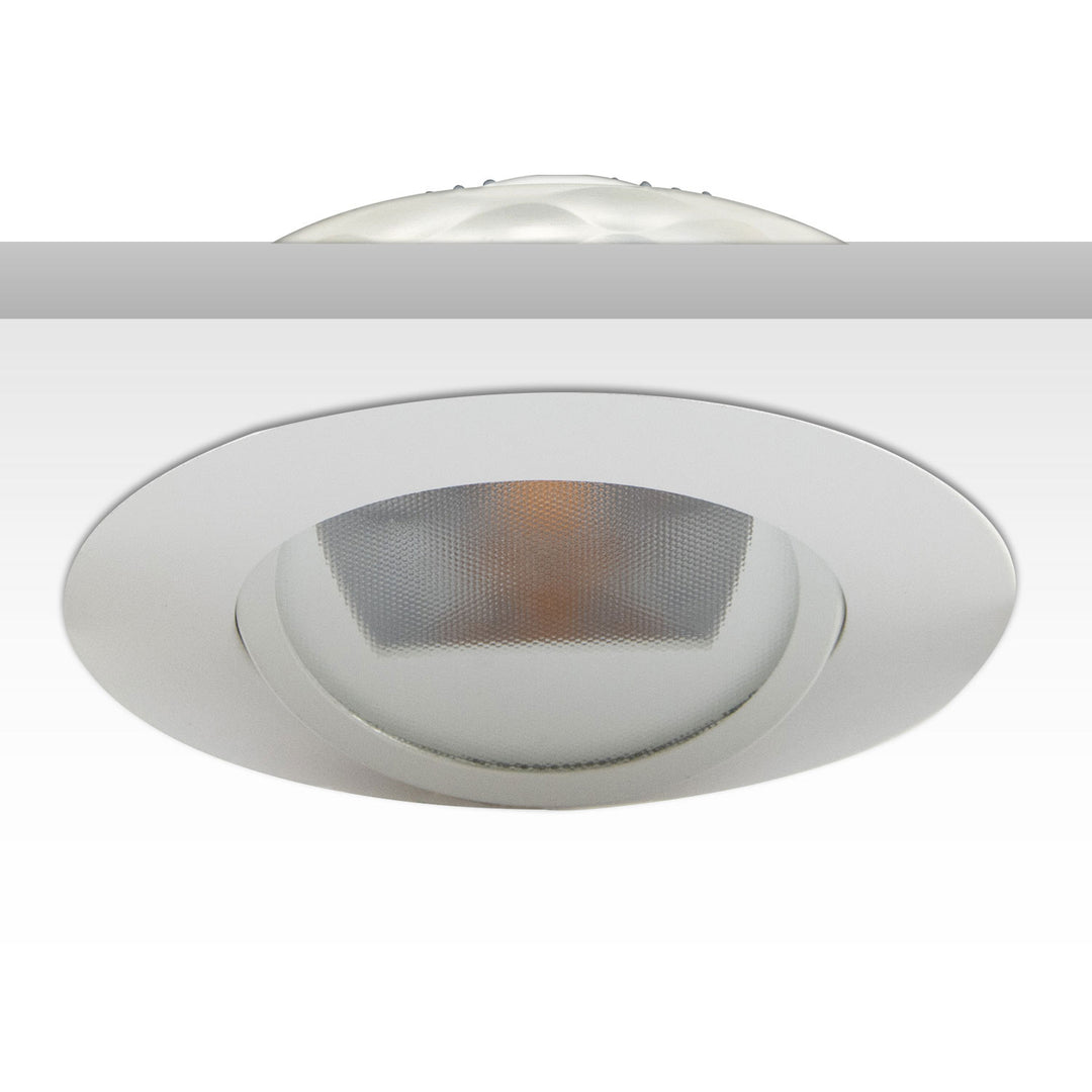 LED recessed spotlight, asymmetrical, COB, white, 8W, 50°, IP44, round, warm white, dimmable