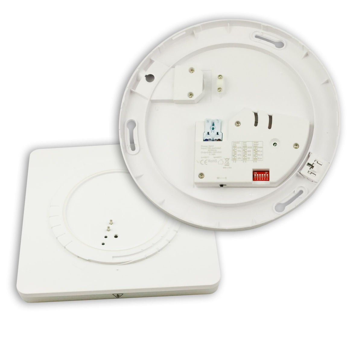 LED ceiling/wall light with HF motion sensor, 24W, white, square, IP54, ColorSwitch 3000|4000K