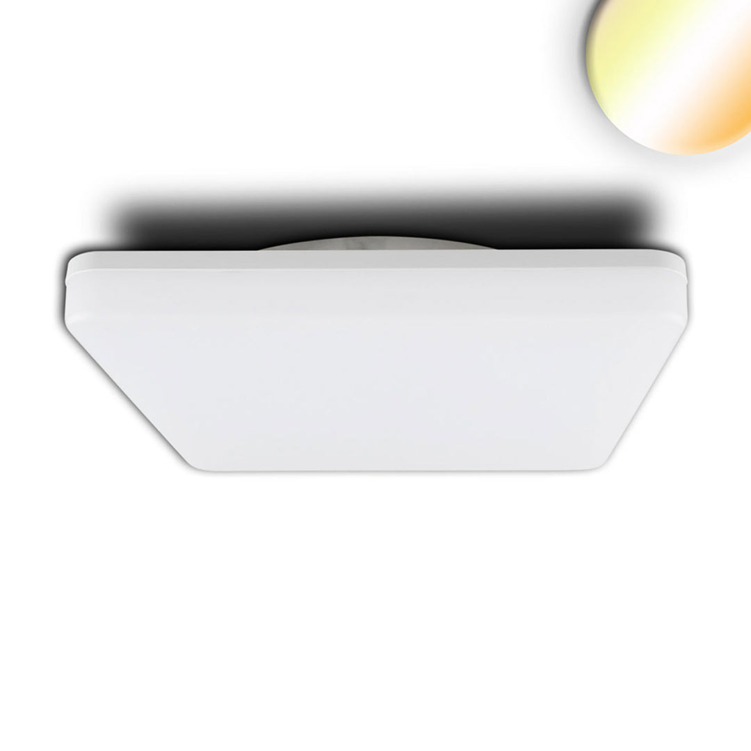 LED ceiling/wall light with HF motion sensor, 24W, white, square, IP54, ColorSwitch 3000|4000K