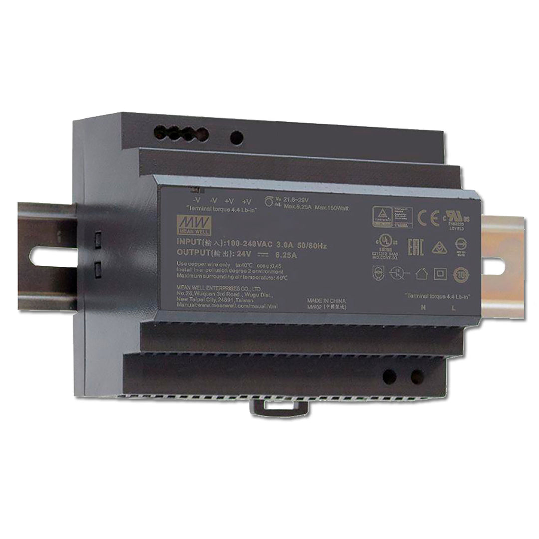 LED top-hat rail transformer MW HDR-150-24, 21.6~29V/DC, 0-150W