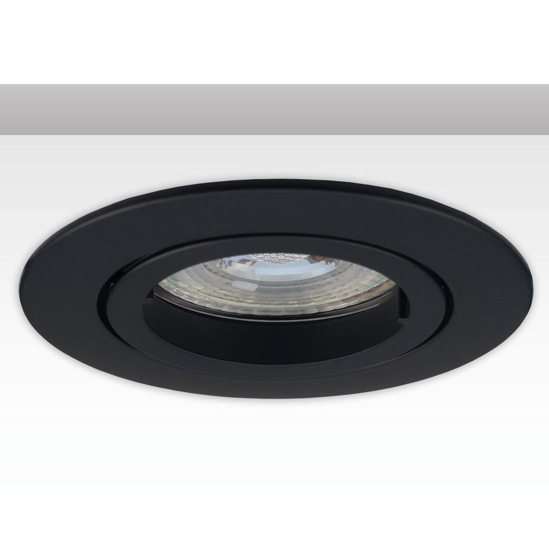 Round mounting frame, 68mm hole, black aluminum, for GU10/MR16 spotlights
