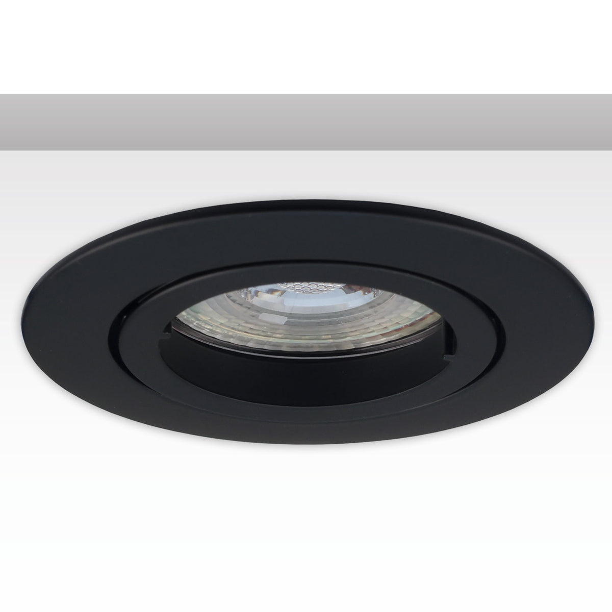 Round mounting frame, 68mm hole, black aluminum, for GU10/MR16 spotlights