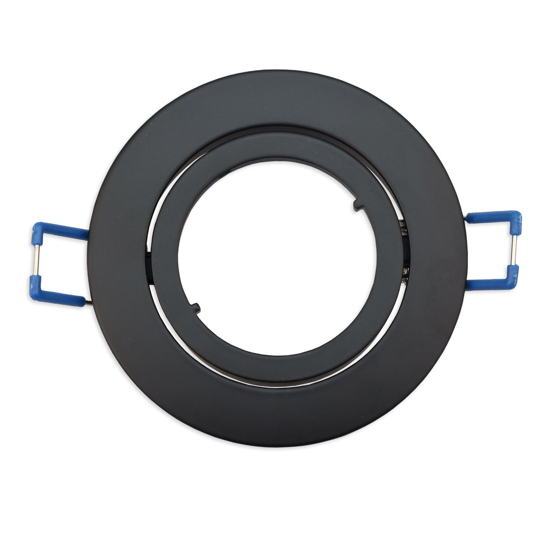 Round mounting frame, 68mm hole, black aluminum, for GU10/MR16 spotlights
