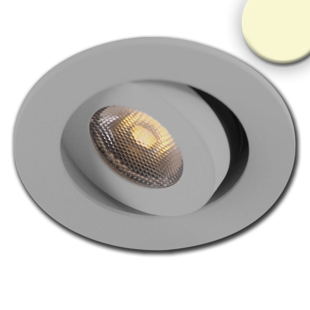 LED recessed light MiniAMP, brushed aluminum, 3W, 24V DC, warm white, dimmable