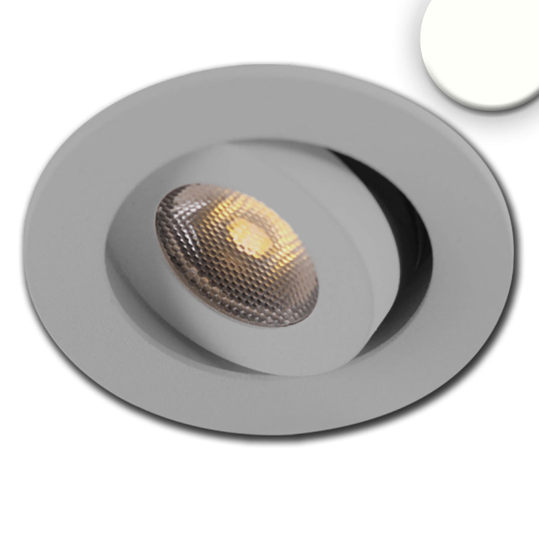 LED recessed light MiniAMP, brushed aluminum, 3W, 24V DC, neutral white, dimmable