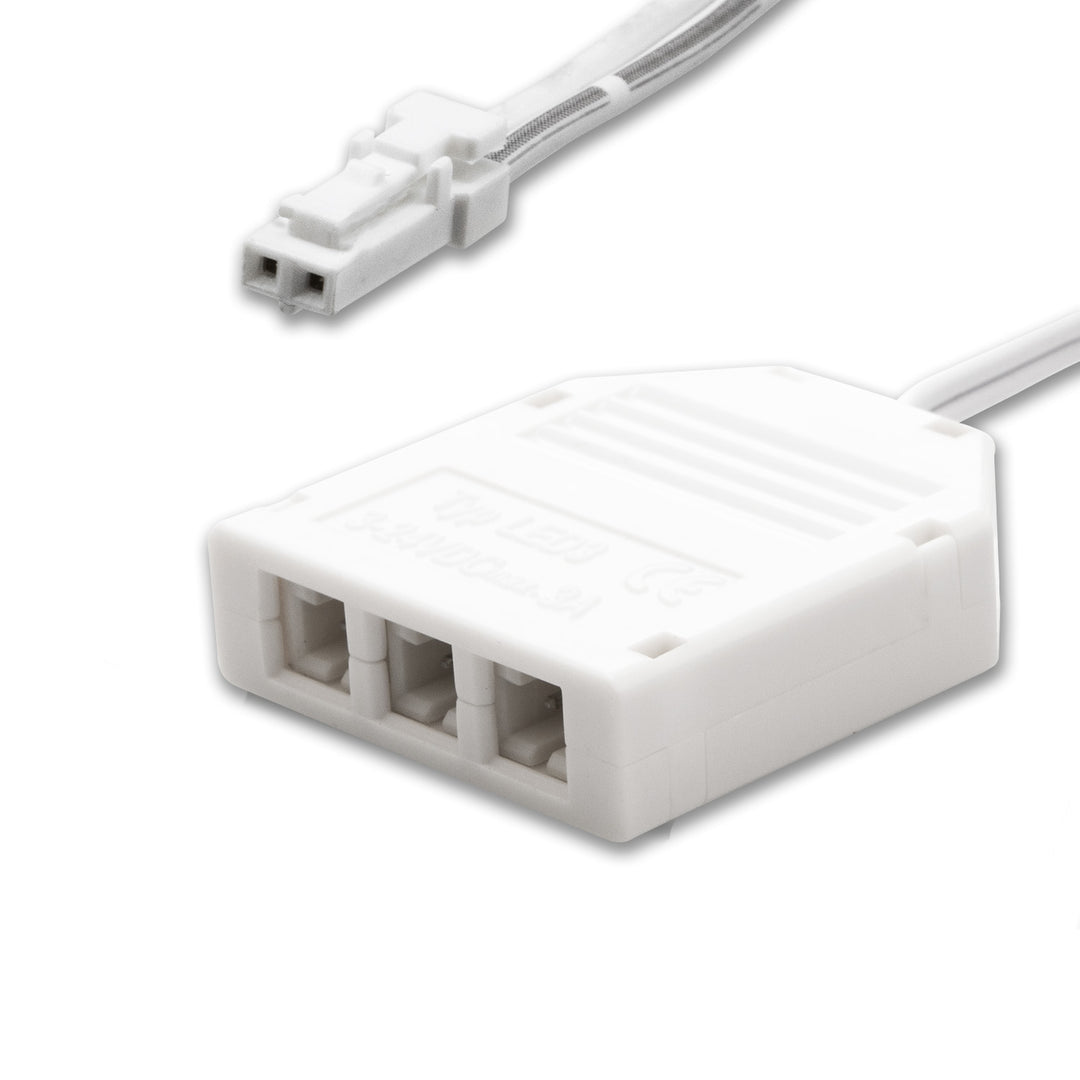 MiniAMP 3-way splitter (1 male plug to 3 female sockets), 30cm, 2-pole, white, max. 3.5A
