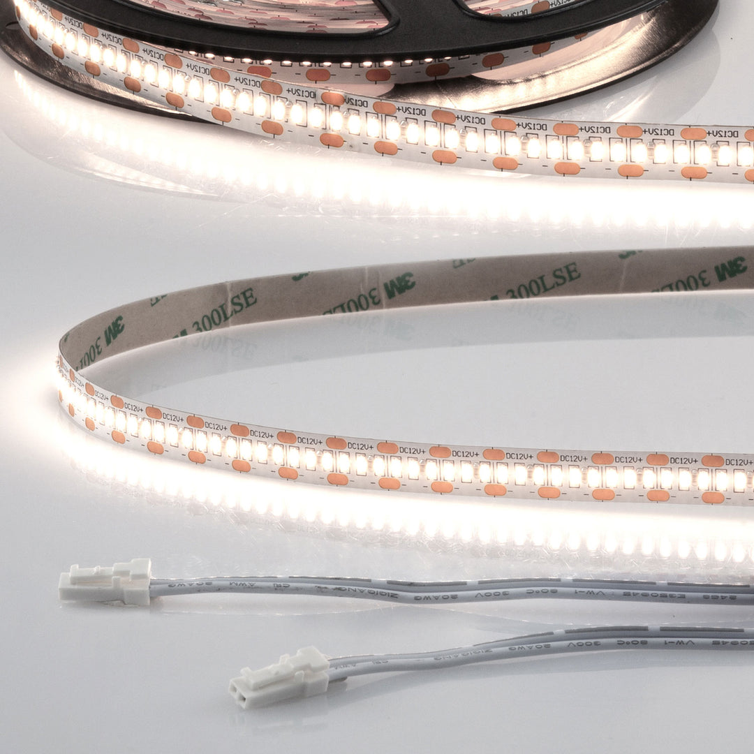 LED CRI940 MiniAMP Flexband, 12V DC, 12W, IP20, 4000K, 120cm, beids. 30cm Kabel + maleAMP, 300 LED/m