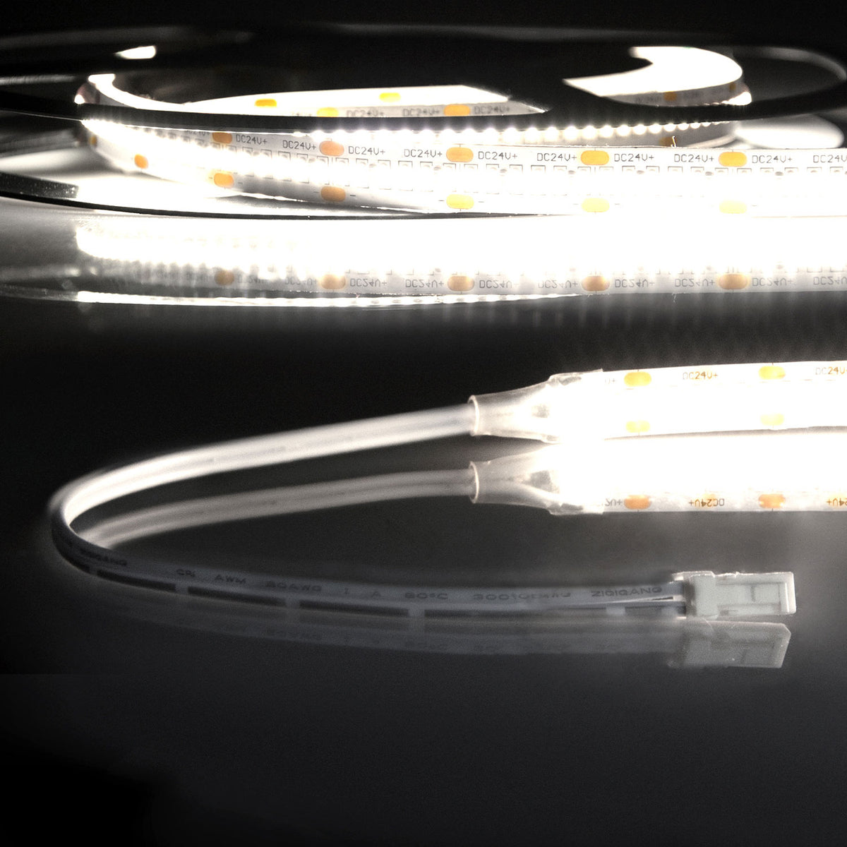 LED CRI940 MiniAMP Flexband, 24V DC, 12W, IP20, 4000K, 250cm, beids. 30cm Kabel + maleAMP, 300 LED/m