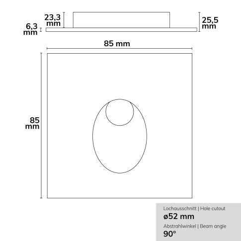Cover Aluminium eckig 1 schwarz für Sys-Wall68
