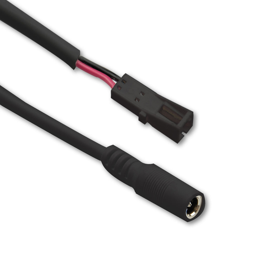 Adapter, round female plug to mini amp female socket, 10cm, 2-pole, black, max. 3A