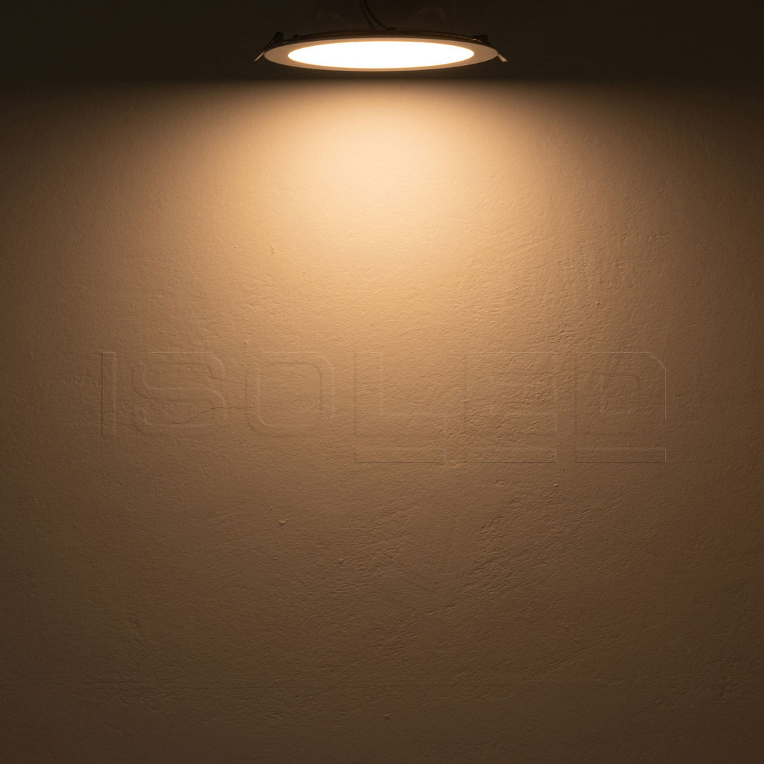 LED downlight, 18W, round, ultra-flat, silver, warm white, dimmable