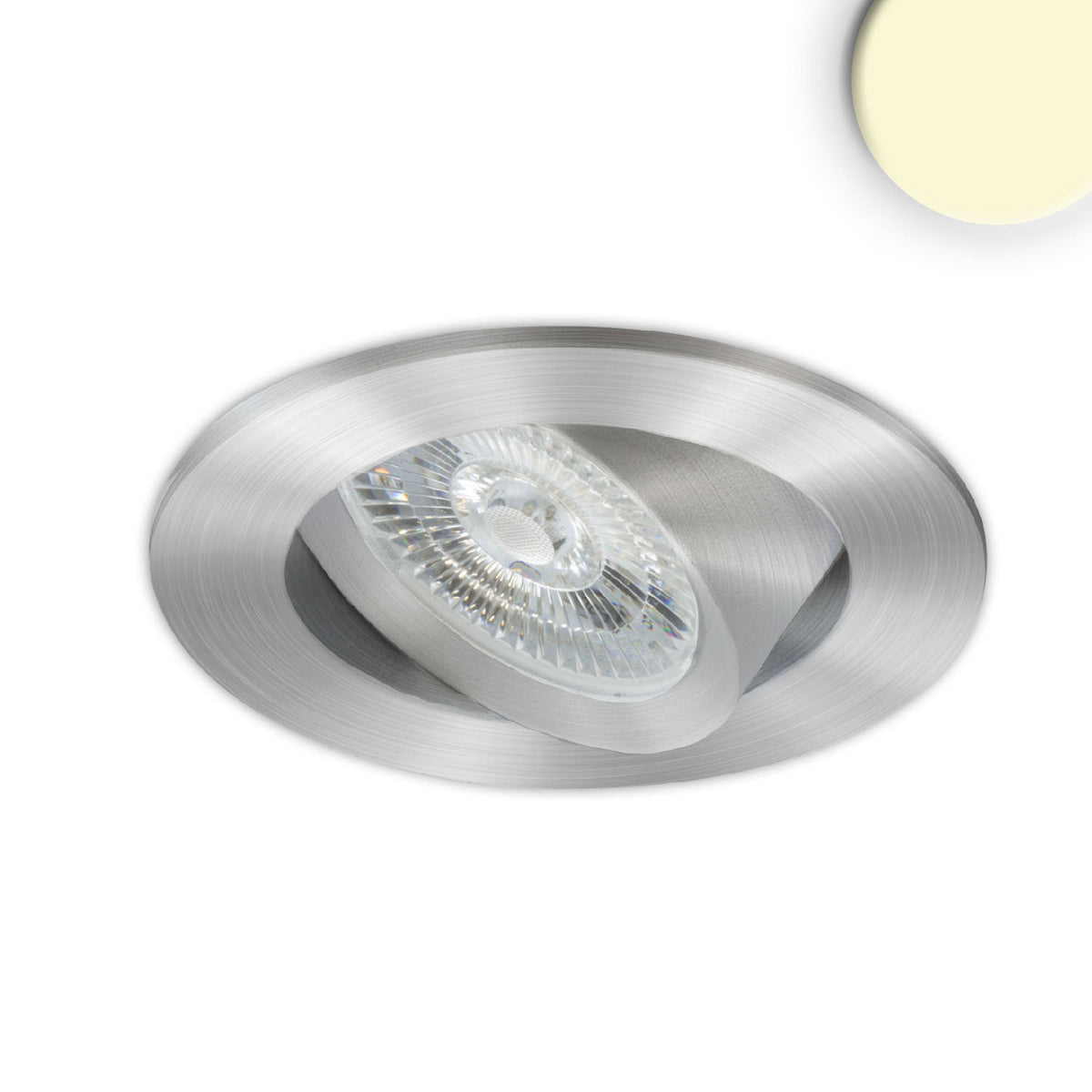 LED recessed light Slim68 brushed aluminum, round, 9W, warm white, DALI dimmable
