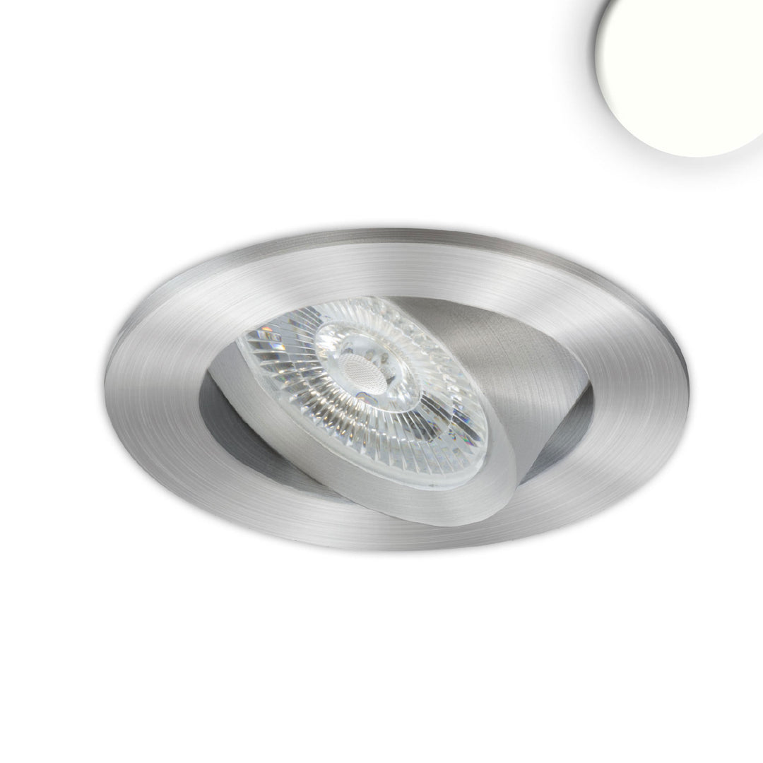 LED recessed light Slim68 brushed aluminum, round, 9W, neutral white, dimmable