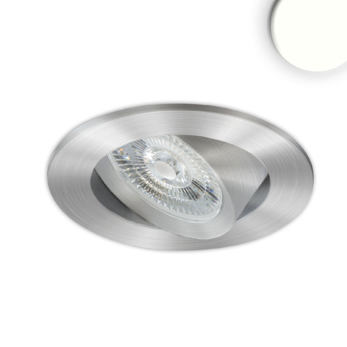 LED recessed light Slim68 brushed aluminum, round, 9W, neutral white, dimmable