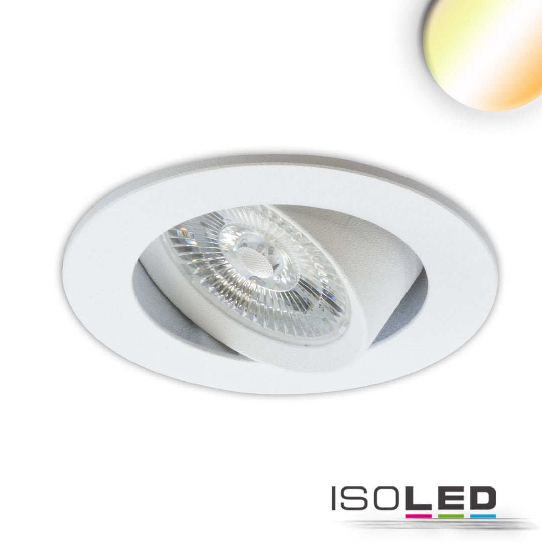 LED recessed light Sunset Slim68 white, round, 9W, 1800-2800K, dimmable to warm