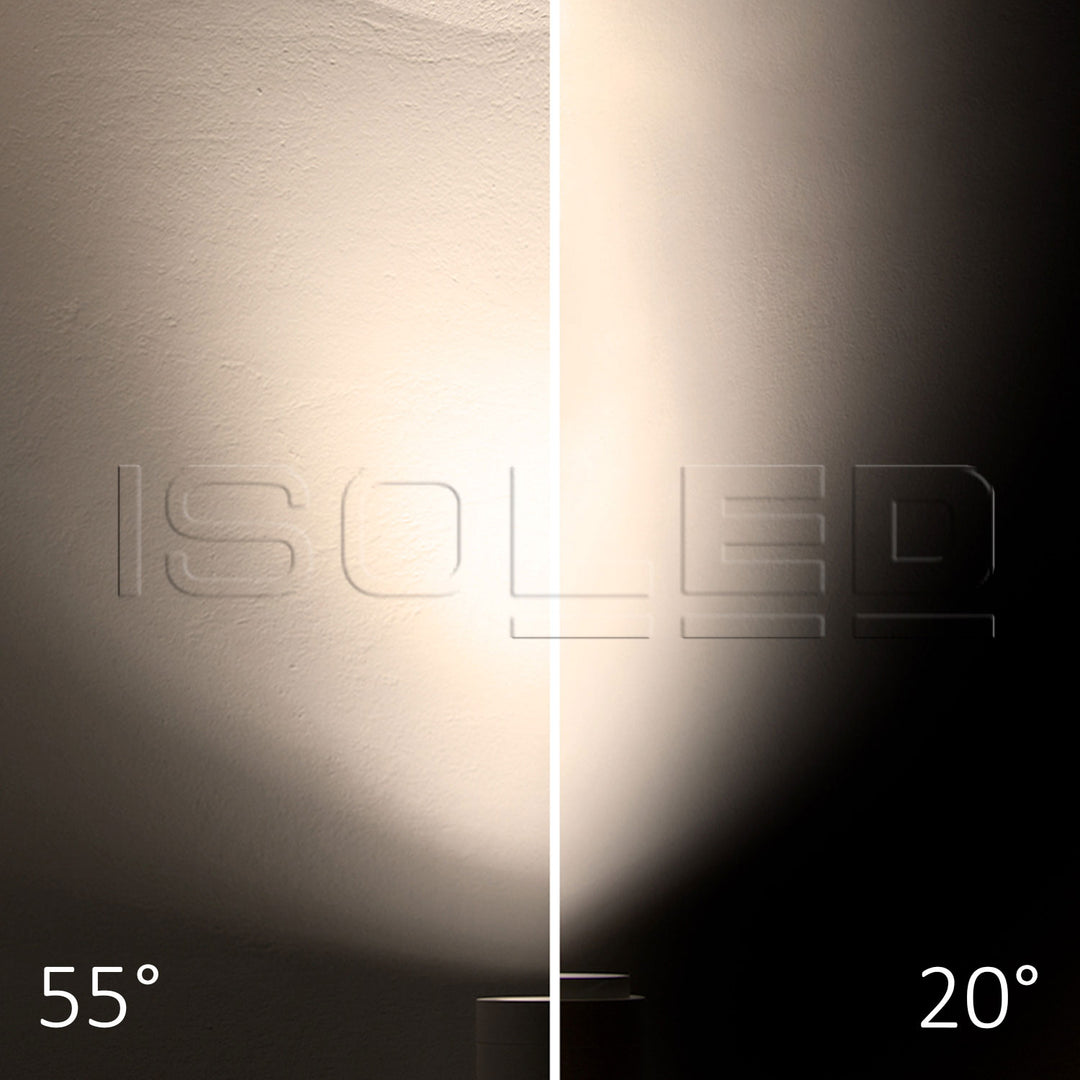 3-phase track spotlight, focusable, 24W, 20°-55°, matte white, 3000K, dimmable