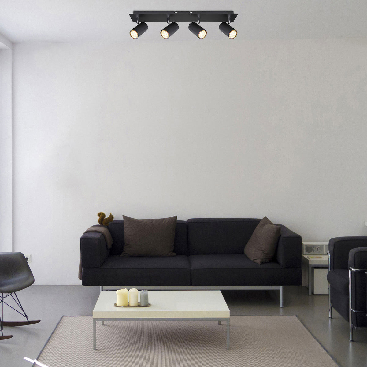 Ceiling spotlight, matte nickel finish, 4xGU10 socket, bulbs not included.