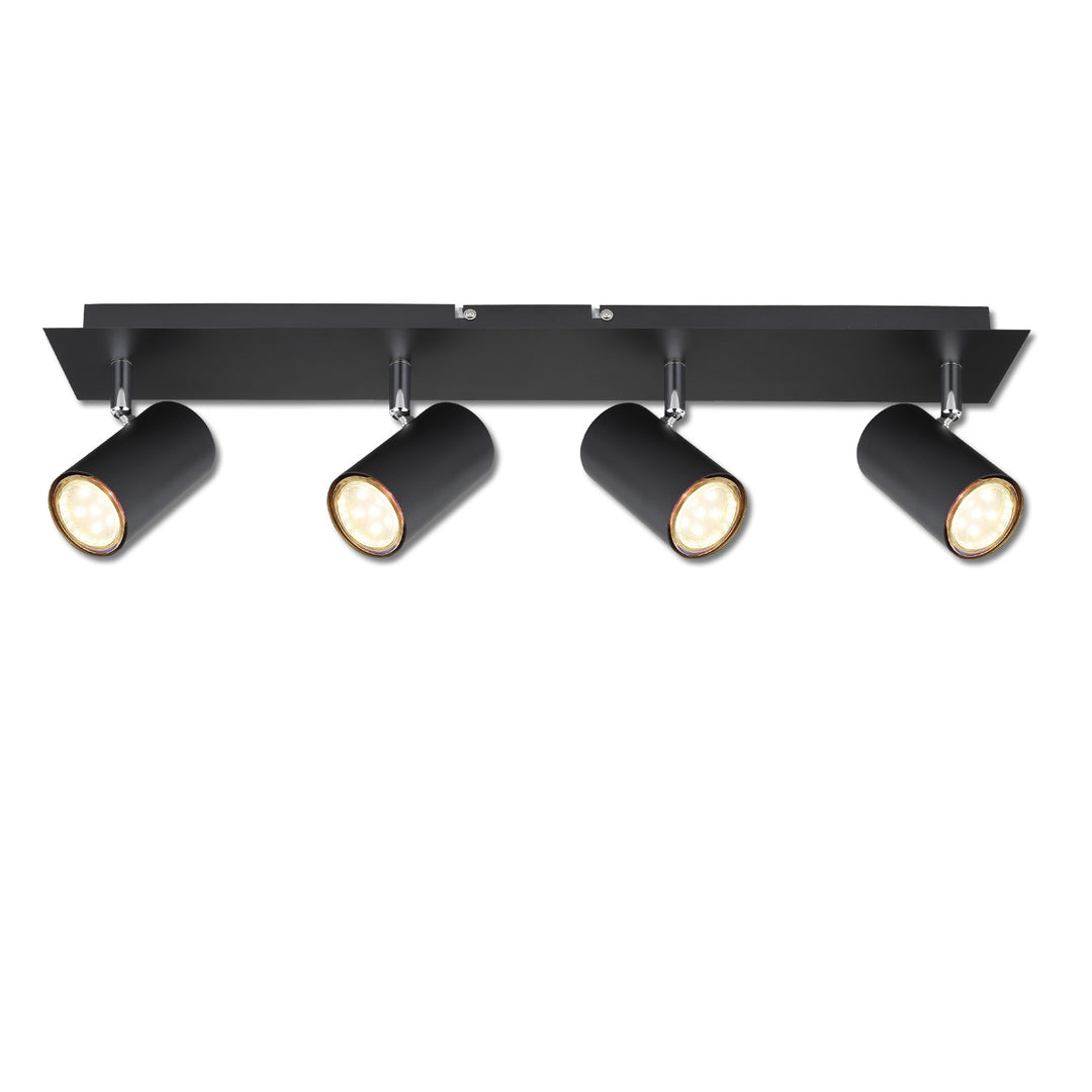 Ceiling spotlight, matte black, 4xGU10 socket, bulbs not included.