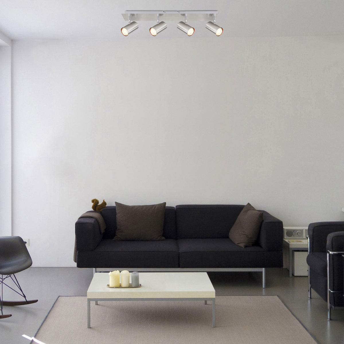 Ceiling spotlight, matte black, 4xGU10 socket, bulbs not included.