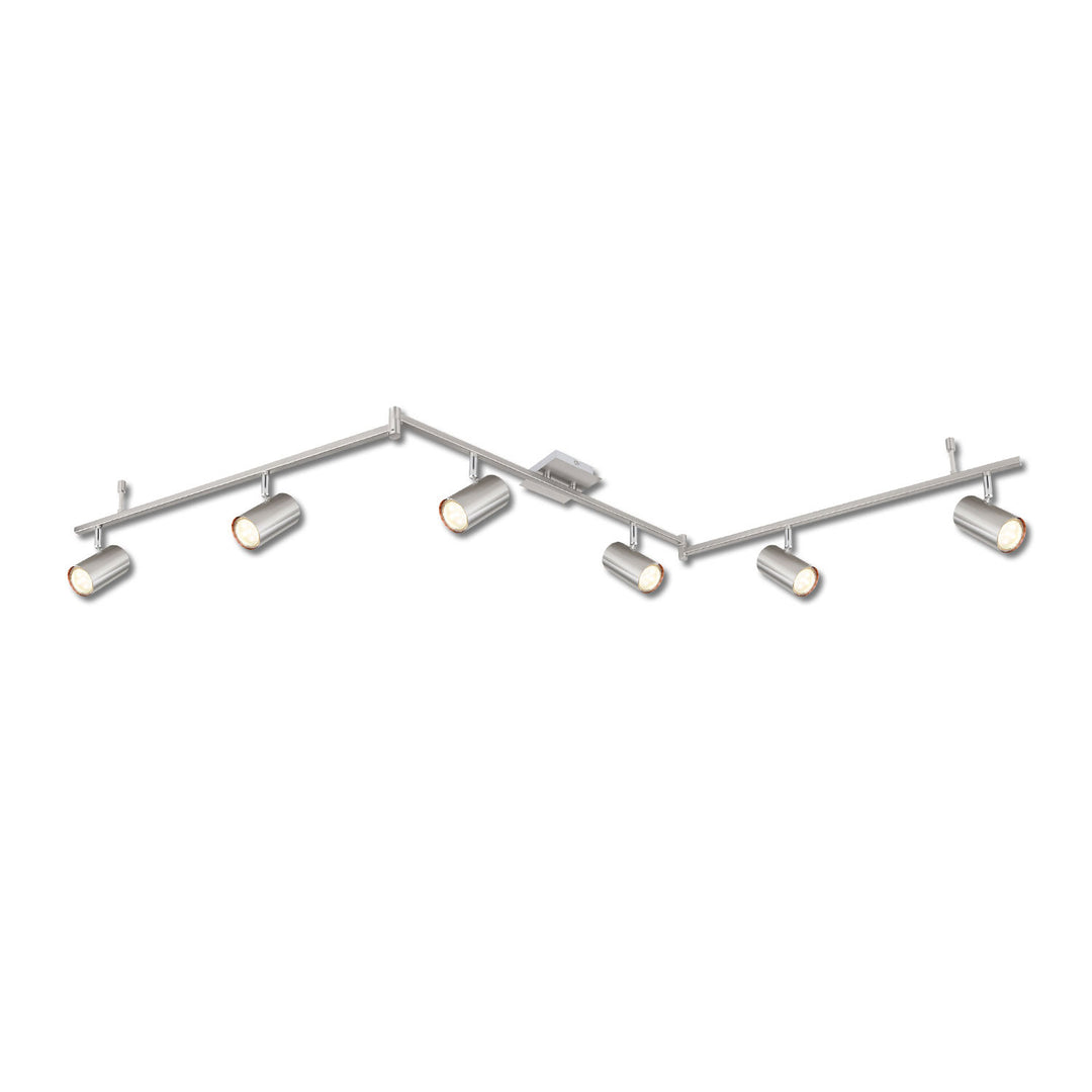 Ceiling spotlight, matte nickel finish, 6xGU10 sockets, bulbs not included.