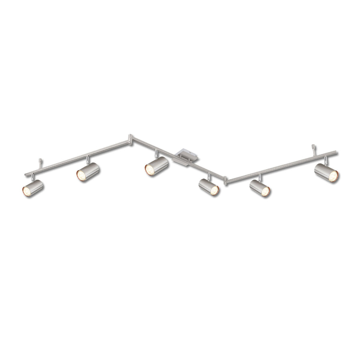 Ceiling spotlight, matte nickel finish, 6xGU10 sockets, bulbs not included.