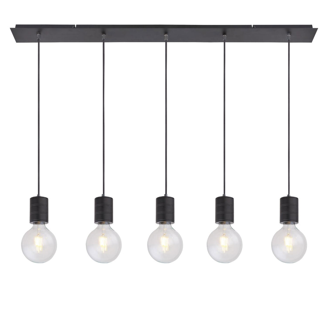 Pendant light, matte black, 5xE27 sockets, bulbs not included.