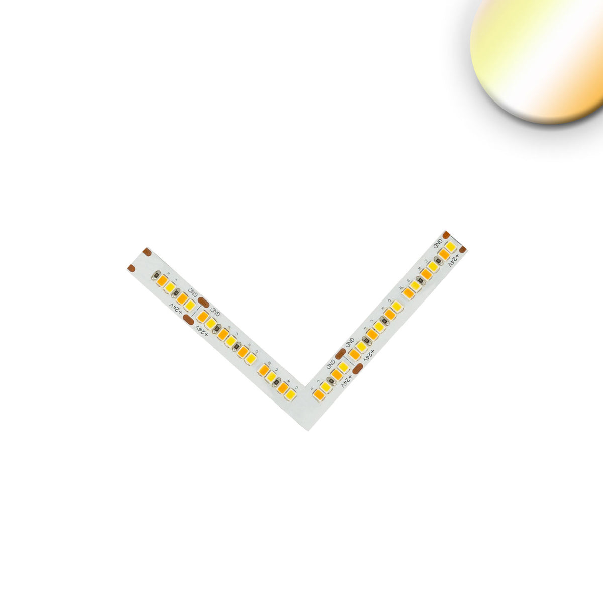 Corner connector, luminous, 1.5W for CRI919/940 MiniAMP CCT Flexband, 2-pole, 24V DC, 7W+7W, IP20