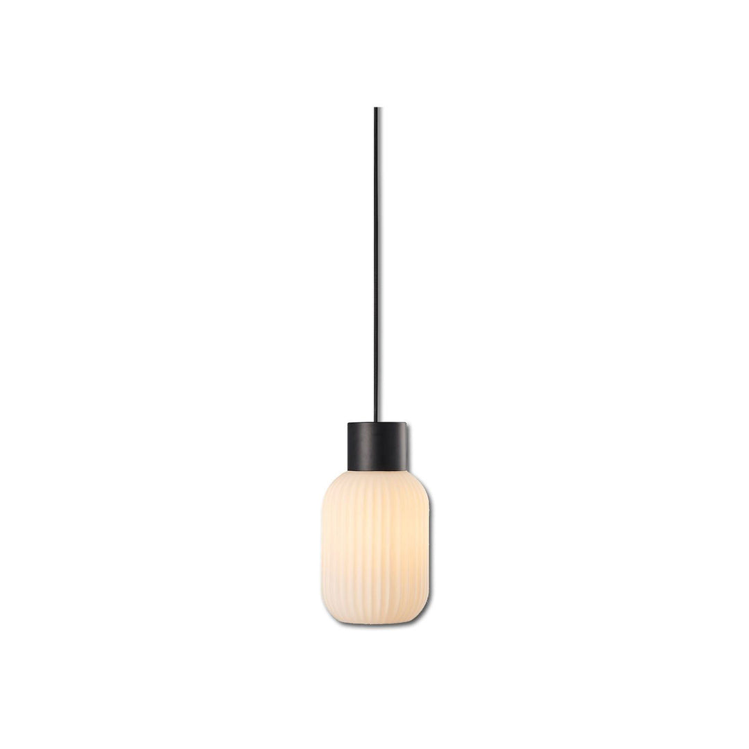 Pendant light, white glass, narrow, E27, 50-300cm, bulb and canopy not included.