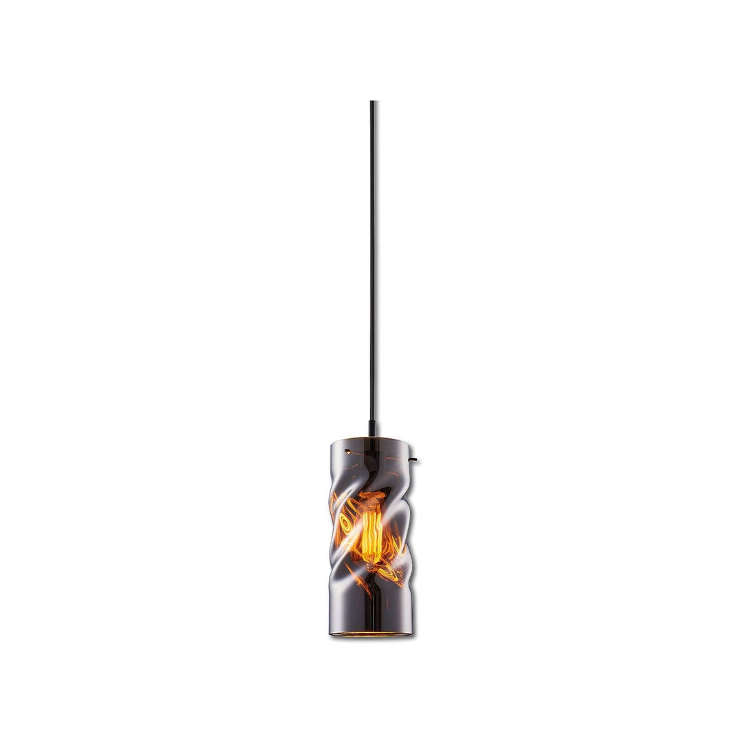 Pendant light, smoky curled glass, E27, 50-300cm, bulb and canopy not included.
