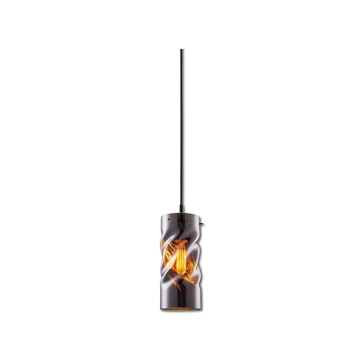 Pendant light, smoky curled glass, E27, 50-300cm, bulb and canopy not included.