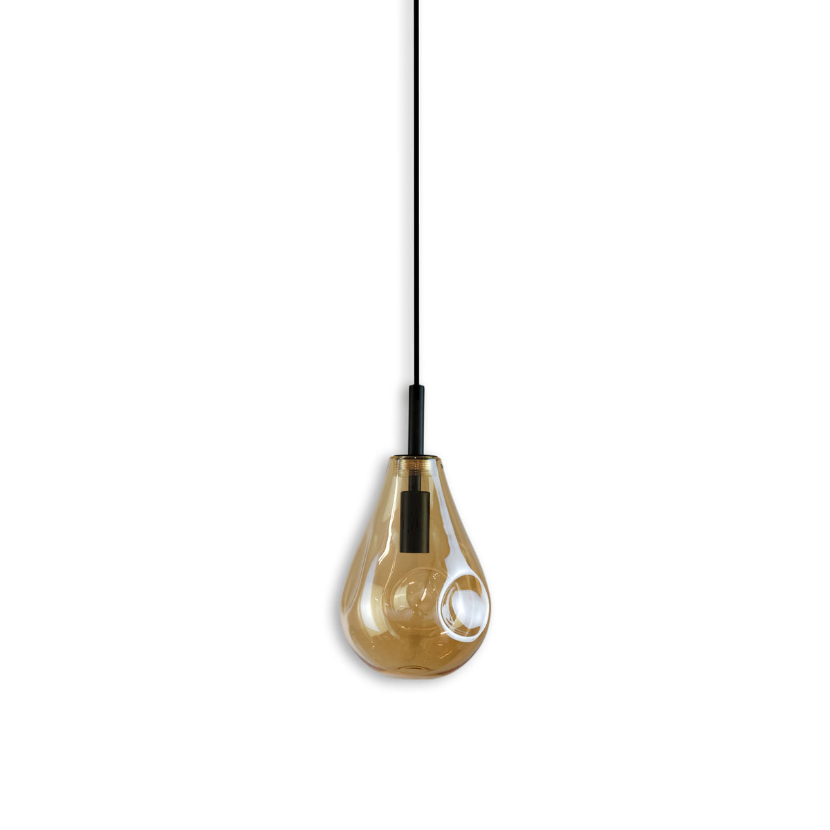 Pendant light, amber glass, E14, 50-300cm, bulb and canopy not included.