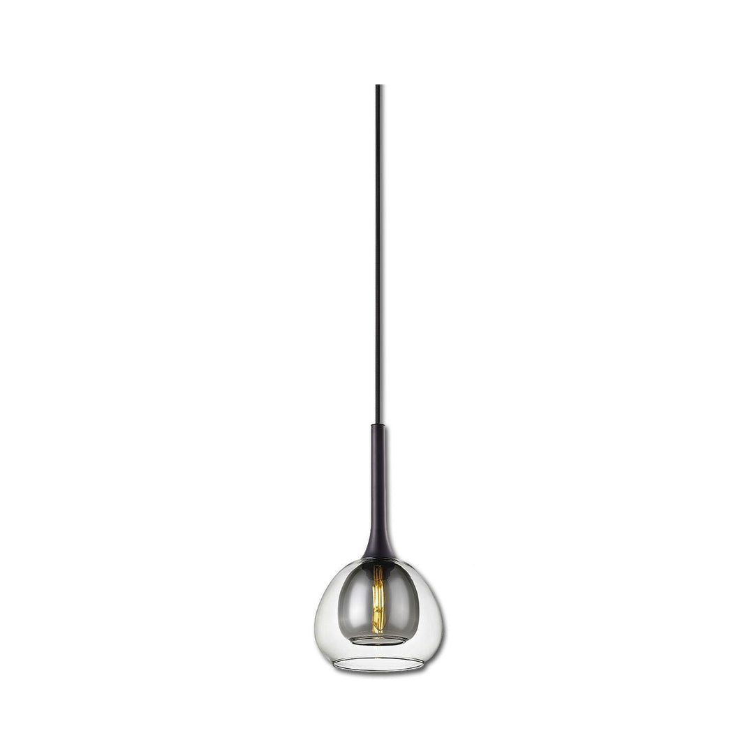 Pendant light, clear/black glass, E14, 50-300cm, bulb and canopy not included.